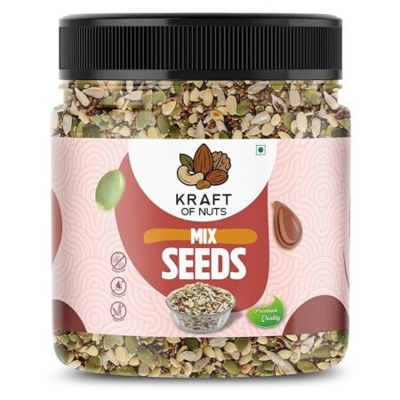 Kraft of Nuts Premium Mix Seeds, Natural Raw Blend of Sunflower, Pumpkin, Flax, Watermelon & Chia Seeds, Vegetarian, High Protein & Fiber, 250g Jar Pack